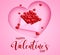 Valentine`s love letter vector background design. Happy valentine`s day text with romantic love letter envelope and 3d hearts.