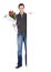 Valentine\'s: Man Holding Rose Bouquet