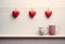 Valentine's Mugs and Hearts Background.