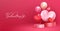 Valentine\\\'s podium vector background design. Happy valentine\\\'s day greeting text in empty space with heart balloon.