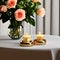 Valentine\\\'s romantic candlelight arrangement with roses, wedding vintage decor, generative ai