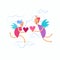 Valentine\'s Sketch Hand Draw Doodle Angels Couple Holding Heart