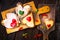 Valentine sandwiches breakfast lovers wooden