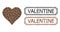 Valentine Scratched Rubber Stamps with Notches and Valentine Heart Collage of Coffee Seeds