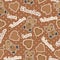 Valentine seamless pattern with cute bear and chocolate love on polka dot background