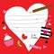 Valentine Sent You With Love Paper heart Cute Cartoon Vector