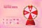 Valentine Spinning Fortune Wheel in realistic style with 10 Icons for Selection on Bokeh Background