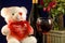 Valentine teddy bear and wine