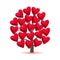 Valentine tree, love, leaf from hearts. Vector illustration.