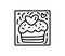 Valentine vector composition cake with hearts. Hand drawn love holiday constructor logo in square horizontal frame for