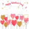 Valentine watercolor hearts balloons border.