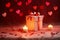 valentines background with candles red heart and candle valentines background