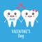 Valentines card with cartoon loving teeth, vector illustration