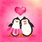 Valentines card with cartoon penguine