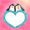 Valentines card with cute cartoon penguine