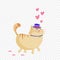 Valentines cat in love on transparent background clip art