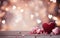 Valentines charm, hearts on a wooden table with defocused background