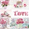 Valentines collage with love symbols in pink color