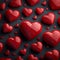Valentines concept 3D rendering background with red hearts, love theme