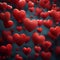 Valentines concept 3D rendering background with red hearts, love theme