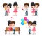Valentines couple vector characters set. Valentine lovers characters in love dating in kissing, hugging, calling, waving.
