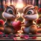 Valentines Day Adorable Lovable Chipmunks Couple Small Animals Forest Woodland Critters Winter Canada AI Generated