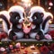 Valentines Day Adorable Lovable Skunks Couple Small Animals Forest Woodland Critters Winter Canada AI Generated