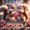 Valentines Day Adorable Lovable Squirrels Couple Small Animals Forest Woodland Critters Winter Canada AI Generated