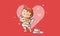 Valentines day amour red. Vector illustration of an offended cupid. Can be used by 14 february on postcard, any print or web.