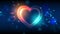 Valentines day animation background. 4k video. Happy valentines day animated greeting cards. Bright golden blue heart shape