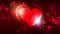 Valentines day animation background. Happy valentine`s day animated greeting cards. Bright red gold heart shape on dark bokeh