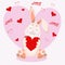 Valentines day background card with bunny. Happy Holiday brochure in cute pink style. Valentine flyer template. Stock