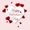 Valentines day background card with hearts . Happy Holiday brochure in cute pink style. Valentine flyer template. Stock