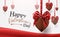 Valentines Day background. Chocolate hearts shape with cute ribbons hanging