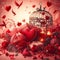 Valentines Day Background Illuminated by a Cascade of Striking Red Hearts. Generative ai for illustrations
