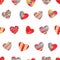 Valentines day background with patterned hearts.