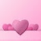 Valentines Day background with pink hearts and silver pattern. Silver luxury cover on roseate background. Pink holidays