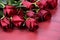 Valentines Day background with red roses close up