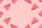 Valentines day background. Top view soft red heart pads on pastel pink background. Love concept flat lay. Copy space