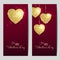 Valentines day backgrounds with gold hearts. Shining glitter textured valentines.