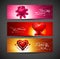 Valentines day bright colorful greeting card for three header de