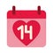 Valentines day, calendar february 14 reminder design