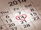 Valentines Day Calendar. February 14 of Saint Vale