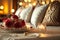 Valentines Day. Captivating Image of a Bedroom Adorned with Roses and Candlelight for a Romantic Evening. Ai generated art