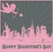 Valentines Day Card Art New York Skyline Cupid