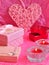 Valentines day card concept, Valentine gift, candles, gifts, surprises, love.
