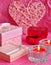 Valentines day card concept, Valentine gift, candles, gifts, surprises, love.