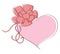 Valentines day card with love. Pink heart with bow