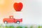 Valentines day , carry on red Truck, Lovely Heart , on