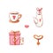 Valentines day with coffee, teapot, gifts and key